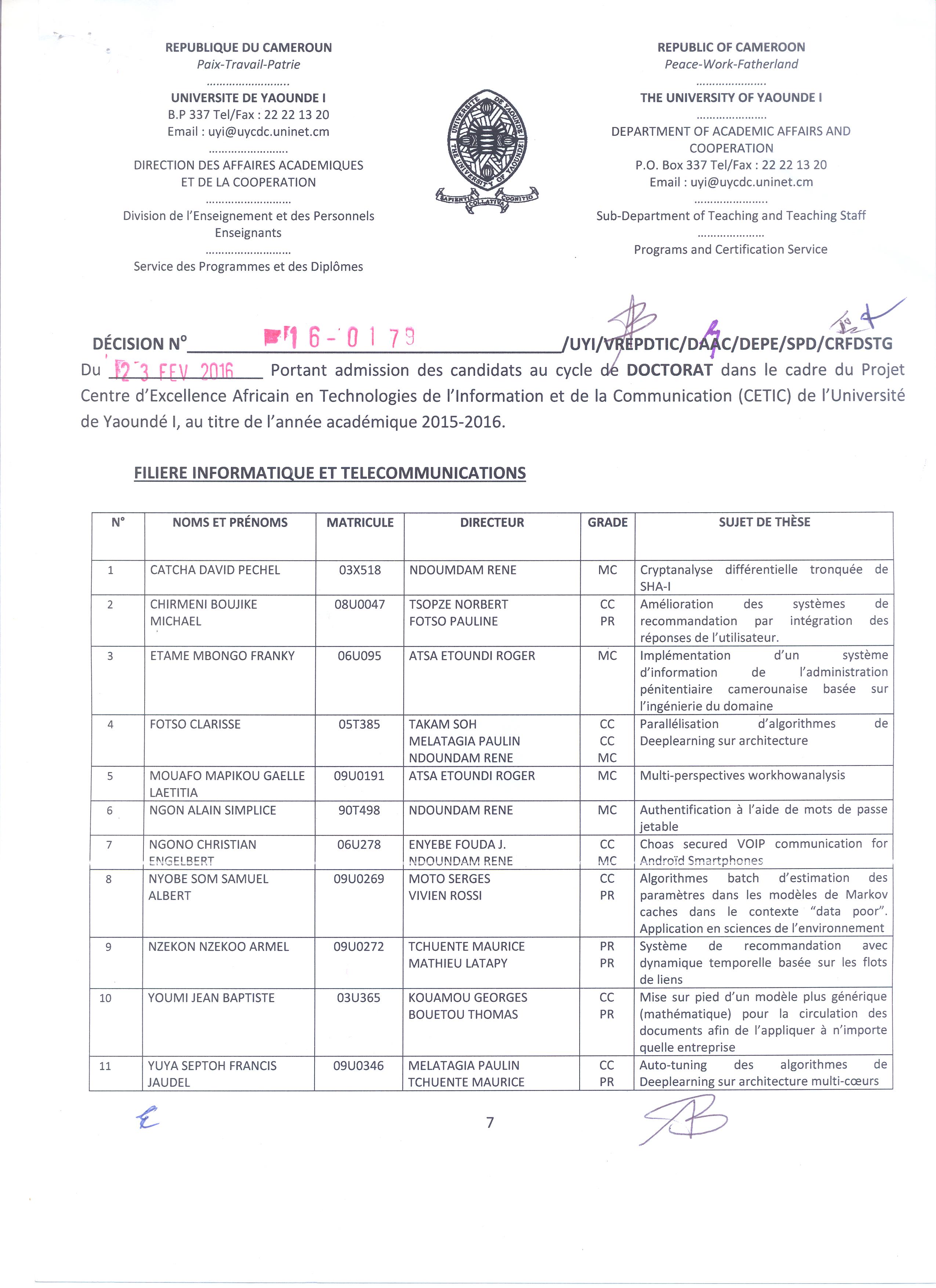 Decision No. 16-0179 / UYI / VREPDTIC / DAAC / DEPE / SDP / CRFDSTG