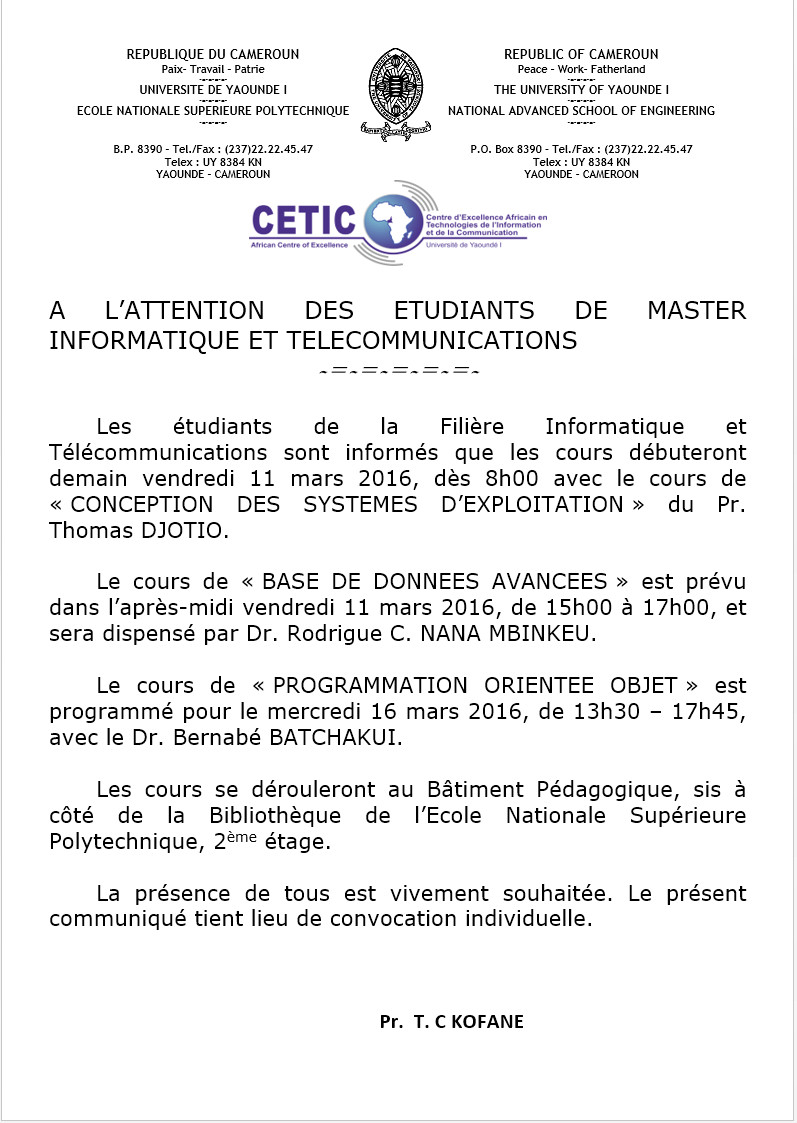 THE ATTENTION OF STUDENTS OF MASTER DATA PROCESSING AND TELECOMMUNICATIONS
