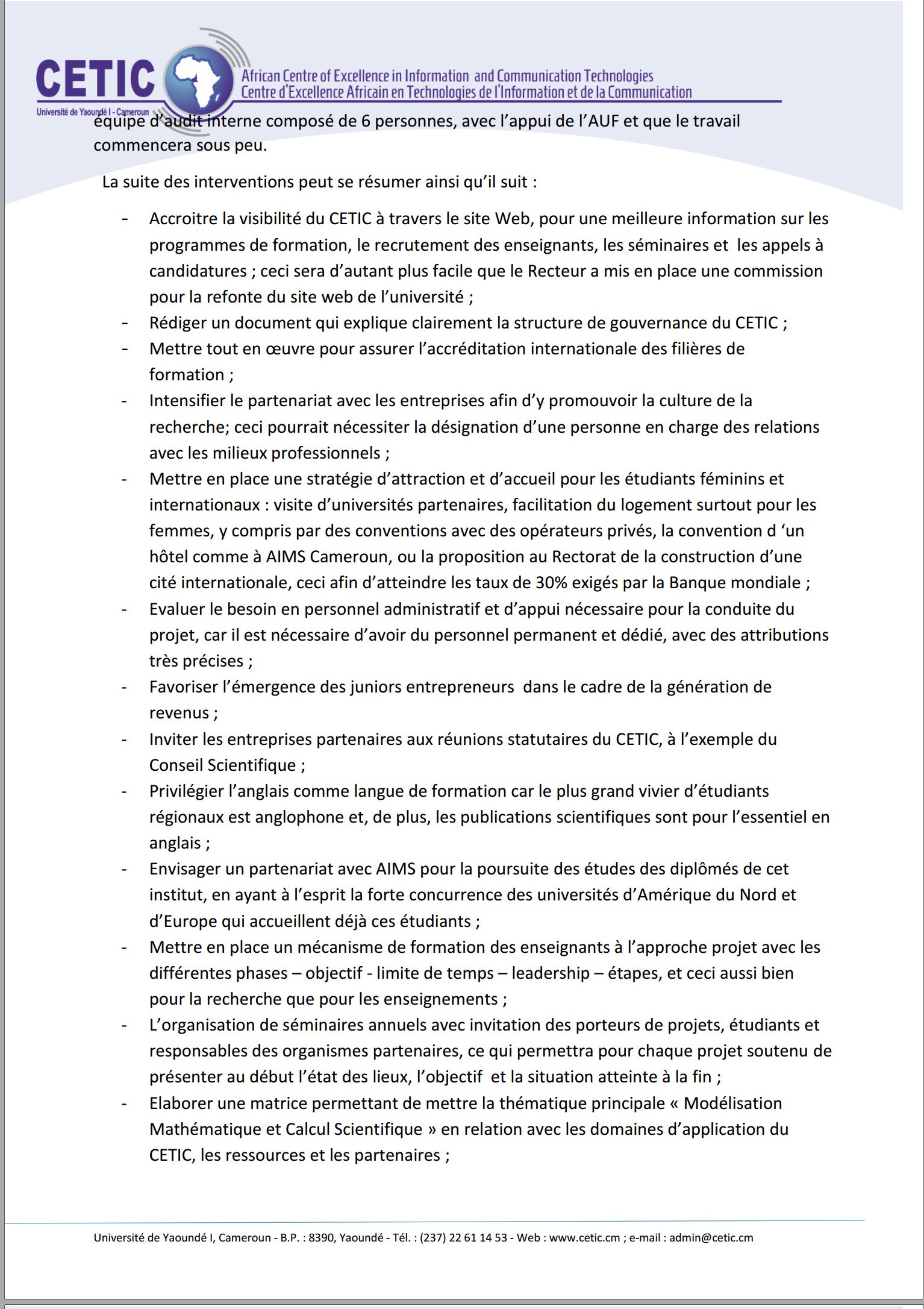 1ere Reunion du Conseil Scientifique du CETIC 4