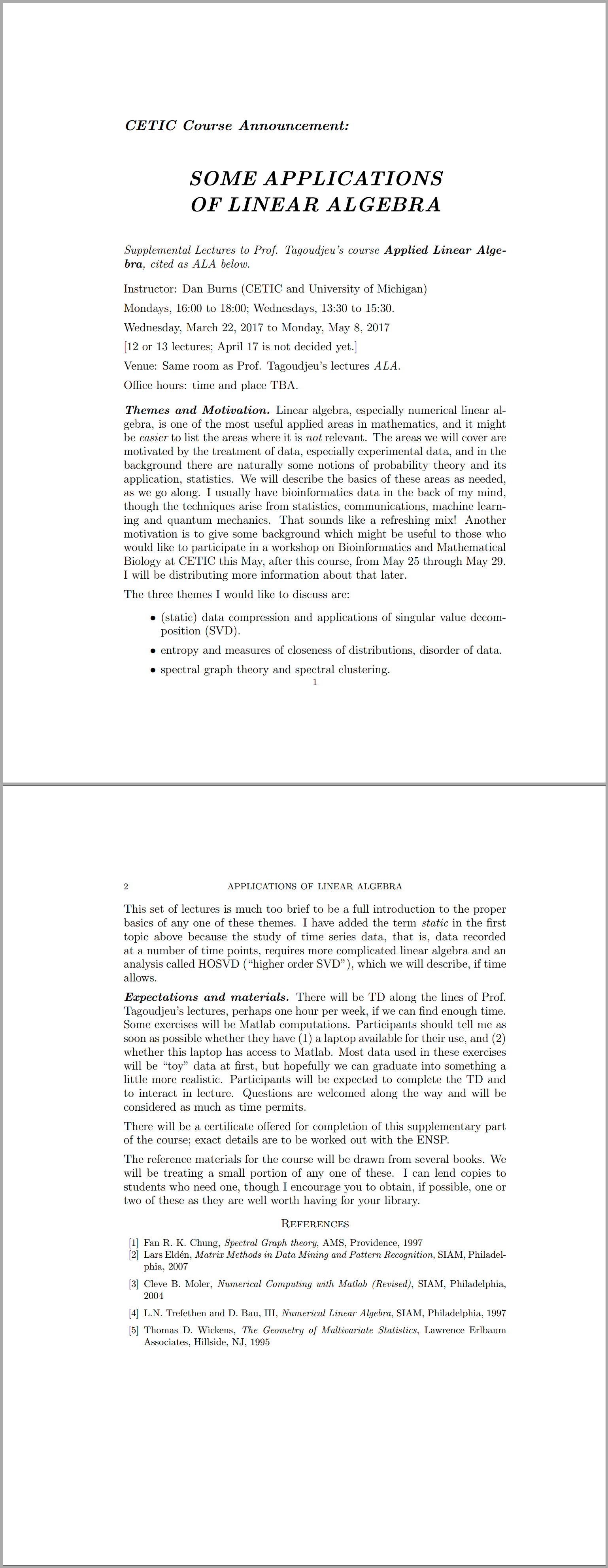 CETIC Course Announcement