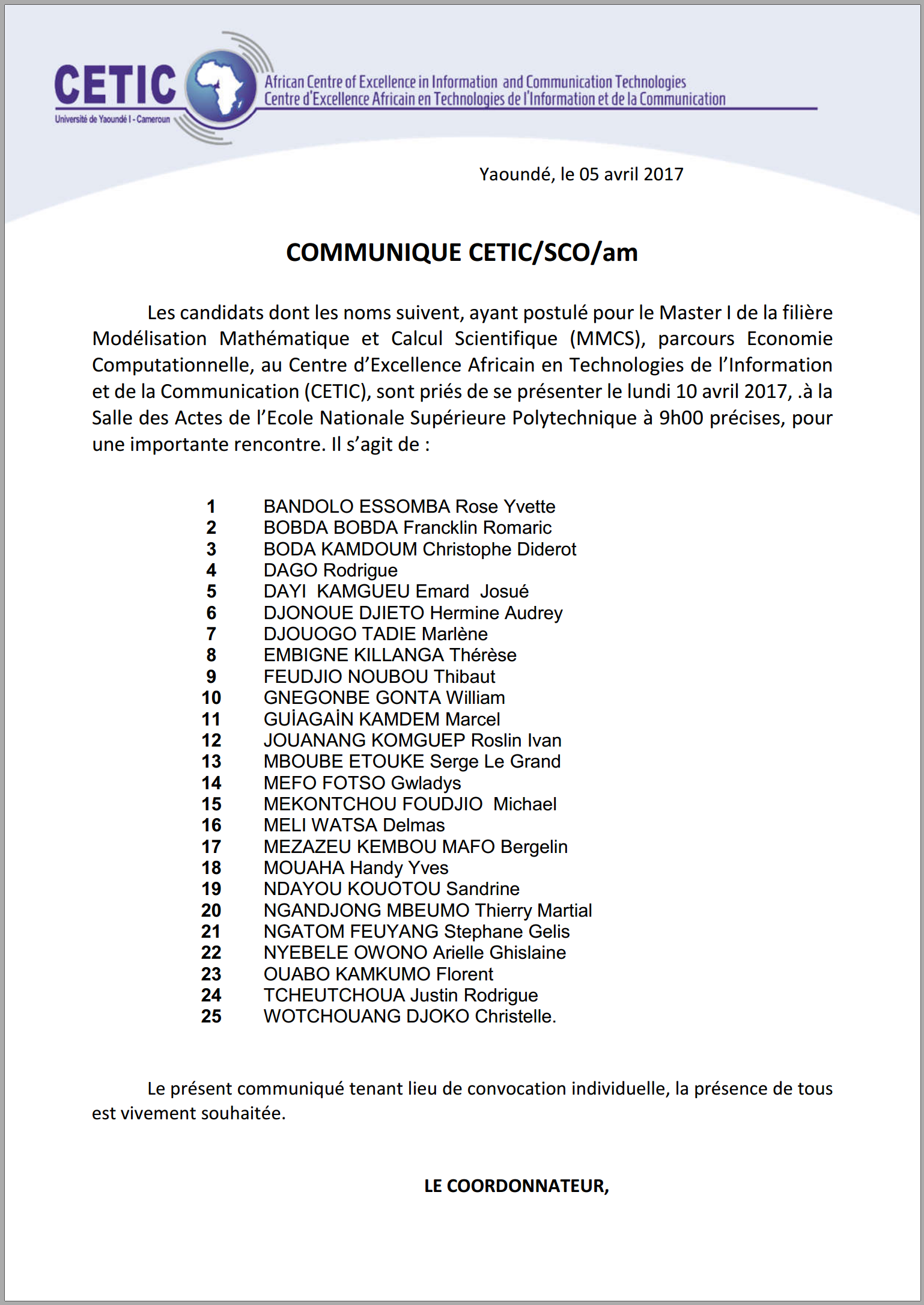 Master 1 MMCS (Computational Economics)