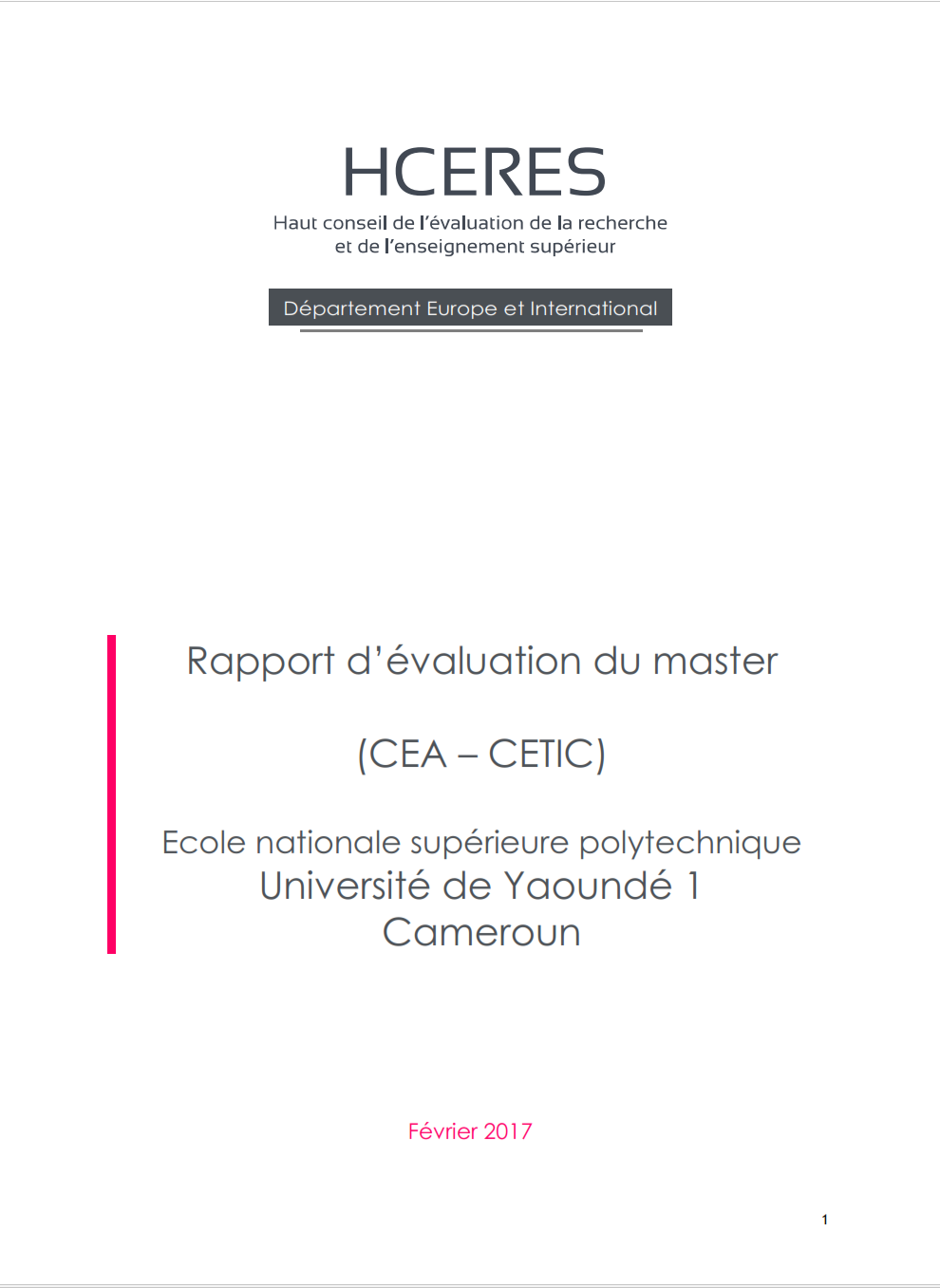(Français) Rapport d’évaluation des Master   (CEA – CETIC)