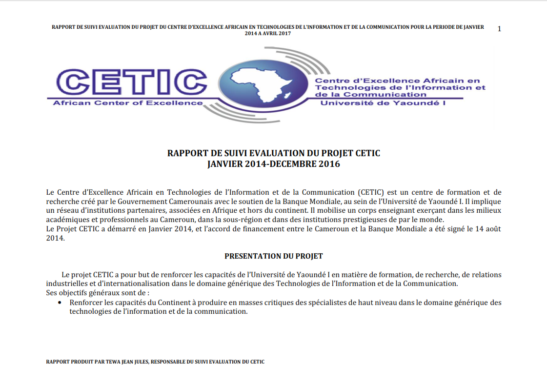 Rapport_Suivi_Evaluation_CETIC_ Janvier 2014-Decembre 2016